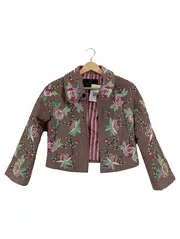 Vorschaubild 1 von Damen Steppjacke Gr. 34/XS Braun Blumenstickerei Feminin