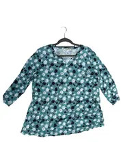 Vorschaubild 1 von Damen Bluse Gr. 44 XXL Blau Floral Casual Oberteil