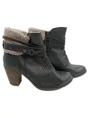 Vorschaubild 1 von Damen Stiefeletten Schwarz Gr. 39 Absatz Schnürer Fell Winter