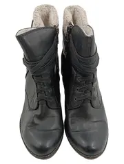 Vorschaubild 2 von Damen Stiefeletten Schwarz Gr. 39 Absatz Schnürer Fell Winter