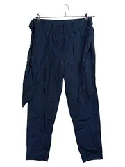Vorschaubild 1 von Damen Stoffhose Bindegürtel Blau Gr. 40 Baumwolle Casual