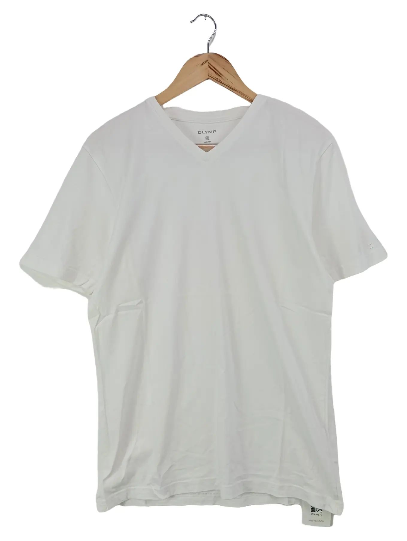 OLYMP Herren T-Shirt Gr. 48/M Weiß Casual Basic Baumwolle Kurzarm