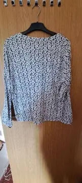 Vorschaubild 2 von Damen Bluse Langarm Blumenmuster Grau Weiß Gr. XL 44