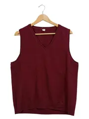 Vorschaubild 1 von Pullunder Damen Gr. 46 Bordeaux Rot Strick V-Ausschnitt Klassisch