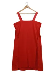 Vorschaubild 2 von Damen Freizeitkleid Rot Gr. 40/L Minimalistisch Baumwolle Midi