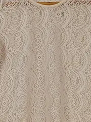 Vorschaubild 2 von Damen Bluse Langarm Spitze Lochmuster Beige Gr. 36/S