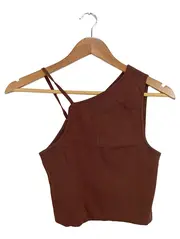 Vorschaubild 1 von Damen Top Modern Braun Gr. 38/M Rippstrick Asymmetrisch