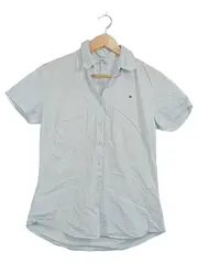 Vorschaubild 1 von Damen Hemdbluse Kurzarm Blau Gr. 36/S Baumwolle