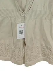 Vorschaubild 2 von Strickjacke Damen Kurzarm Lochmuster Beige Gr. 42/XL Baumwolle