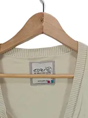 Vorschaubild 4 von Strickjacke Damen Kurzarm Lochmuster Beige Gr. 42/XL Baumwolle