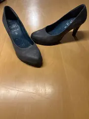 Vorschaubild 2 von Damen Pumps Grau Gr. 38,5 Leder Absatz 10cm Elegant
