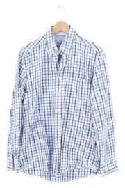 Vorschaubild 1 von Herren Business Hemd Kariert Blau Gr. 48/M Langarm Baumwolle
