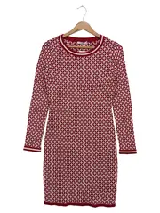 Vorschaubild 1 von Damen Freizeitkleid Gr. 34/XS Rot Weiß Grafisch Strickkleid