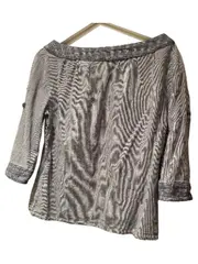 Vorschaubild 3 von Damen Bluse Gr. S Blau Gestreift 3/4-Arm Casual Baumwolle