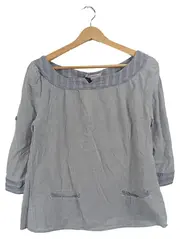 Vorschaubild 1 von Damen Bluse Gr. S Blau Gestreift 3/4-Arm Casual Baumwolle