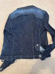 Vorschaubild 2 von Jeans Damen Jeansjacke Gr. 36 Blau Biker Stil Denim