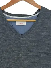 Vorschaubild 4 von Herren T-Shirt Grau Meliert V-Ausschnitt Gr. XL