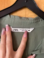 Vorschaubild 7 von Damen Hemdblusenkleid Langarm Grün Casual Gr. XS