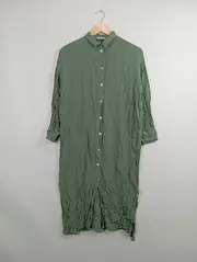 Vorschaubild 2 von Damen Hemdblusenkleid Langarm Grün Casual Gr. XS