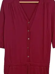 Vorschaubild 2 von Damen Jumpsuit Rot Gr. 34/XS Casual Viskose Overall Raffungen