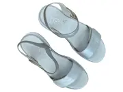 Vorschaubild 2 von Damen Sandalen Gr. 37 Silber Klettverschluss Leder Modern Freizeit