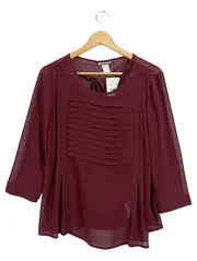 Vorschaubild 1 von Damen Bluse Tunika Rot Gr. 40 Elegant Rundhals mit Falten