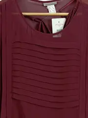 Vorschaubild 2 von Damen Bluse Tunika Rot Gr. 40 Elegant Rundhals mit Falten