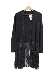 Vorschaubild 1 von Knit Damen Strickjacke Fransen Schwarz Bohemian Gr. S