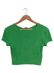 Vorschaubild 1 von Damen T-Shirt Grün Rippstrick Casual Gr. 36/S