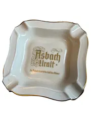 Vorschaubild 1 von Thomas Vintage Aschenbecher Keramik Weiß Logo Schriftzug Metallic