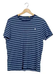 Vorschaubild 1 von Herren T-Shirt Gestreift Custom Slim Fit Gr. M Blau