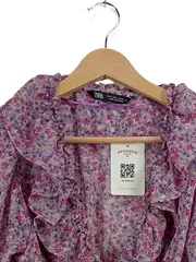 Vorschaubild 3 von Damen Bluse Langarm Blumenmuster Rüschen Rosa Gr. 38 M Freizeit