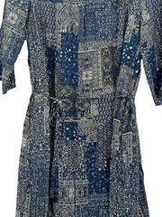 Vorschaubild 3 von Damen Freizeitkleid Gr. 40/L Blau Gemustert Viskose