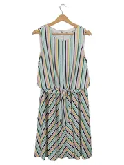 Vorschaubild 1 von Damen Sommerkleid gestreift Midikleid Gr. 38 M Mehrfarbig