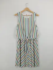 Vorschaubild 2 von Damen Sommerkleid gestreift Midikleid Gr. 38 M Mehrfarbig