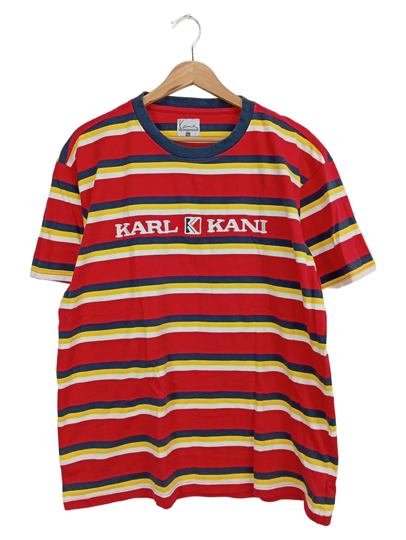 KARL KANI Herren T-Shirt Gr. 48/M Gestreift Mehrfarbig Streetwear Retro