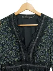 Vorschaubild 2 von Damen Freizeitkleid Blumenmuster Langarm Gr. 34/XS Feminin Mehrfarbig
