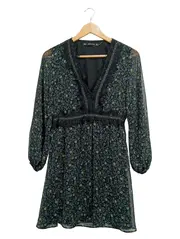 Vorschaubild 1 von Damen Freizeitkleid Blumenmuster Langarm Gr. 34/XS Feminin Mehrfarbig