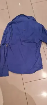 Vorschaubild 2 von Damen Hemdbluse Blau Gr. 38 Business V-Ausschnitt Langarm