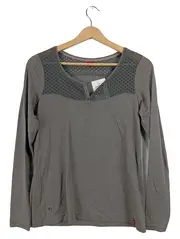 Vorschaubild 1 von Damen Langarmshirt Gr. XS Grau Lochmuster Casual