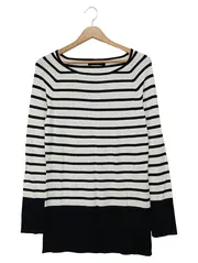 Vorschaubild 1 von Damen Pullover Gr. 36/S Gestreift Schwarz Weiß Klassisch