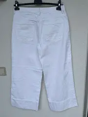 Vorschaubild 2 von Damen Stoffhose Gr. 40 Weiß Modern Baumwolle Culotte