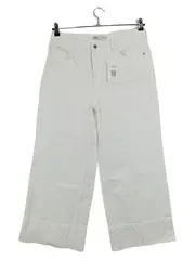 Vorschaubild 1 von Damen Stoffhose Gr. 40 Weiß Modern Baumwolle Culotte