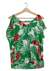 Vorschaubild 1 von Damen Blumenmuster Top Kurzarm Gr. 38 Freizeit Rüschen