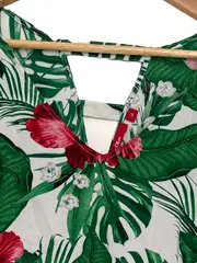 Vorschaubild 4 von Damen Blumenmuster Top Kurzarm Gr. 38 Freizeit Rüschen