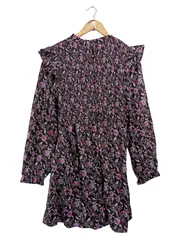 Vorschaubild 2 von Damen Freizeitkleid Gr. 38/M Blumenmuster Rüschen Raffungen Mehrfarbig