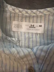 Vorschaubild 2 von Baby Body Gr. 68 Langarm gestreift weiß blau Baumwolle Leinen