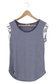 Vorschaubild 1 von Damen T-Shirt Casual Modern Blau Gr. 34/XS mit Metallic-Ärmeln