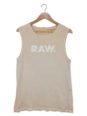 Vorschaubild 1 von Damen Tank Top Beige Gr. XS RAW Logo Print Baumwolle
