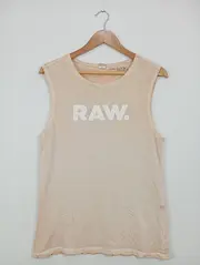 Vorschaubild 4 von Damen Tank Top Beige Gr. XS RAW Logo Print Baumwolle